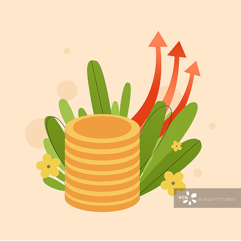 金融理财财富增长卡通插画图片素材