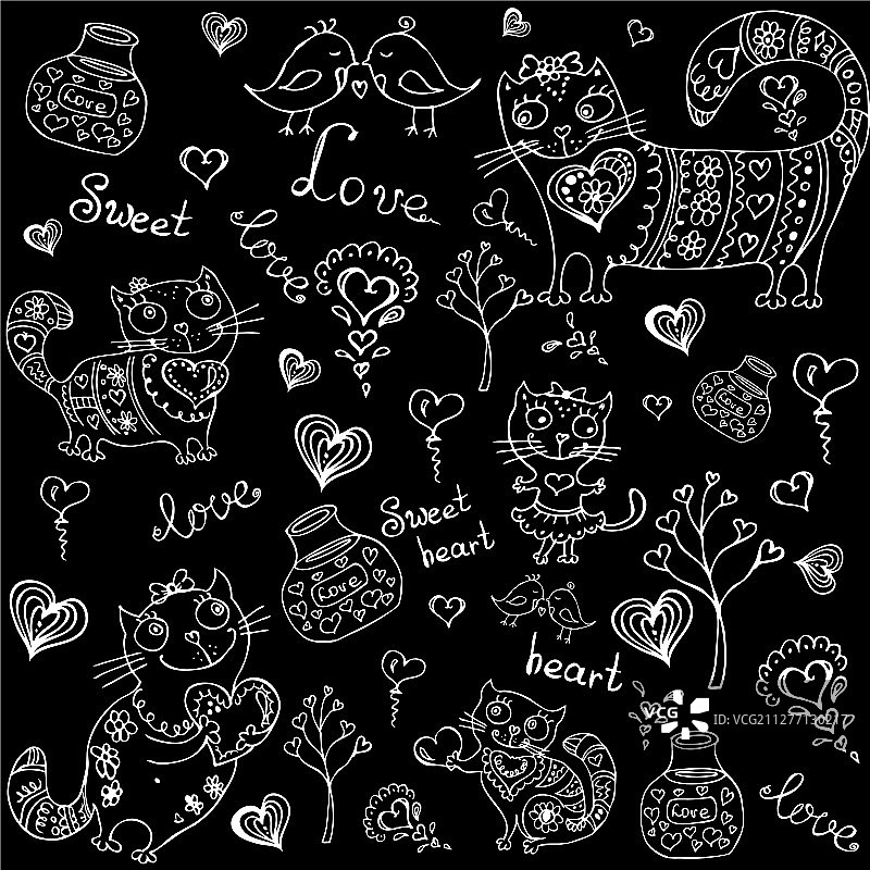 可爱动物和物体背景图片素材