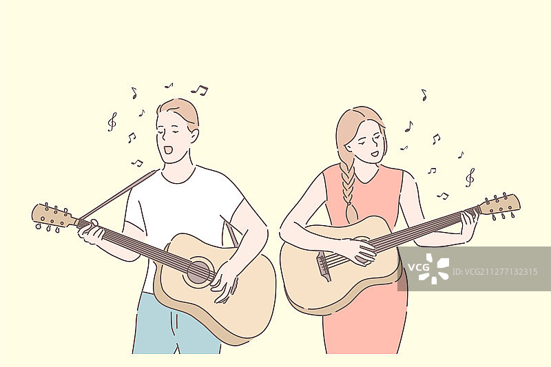 乐队吉他二重奏演唱概念图片素材
