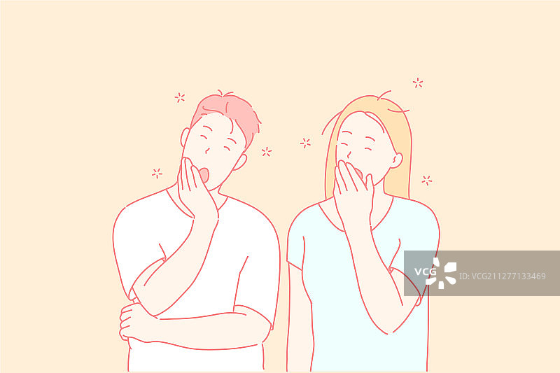 疲惫的朋友们打哈欠图片素材