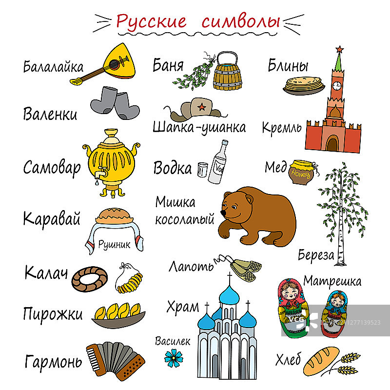 带有俄语字幕的不同角色图片素材