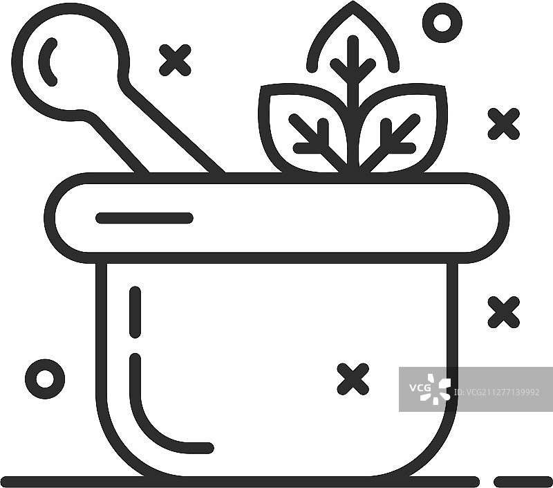 健康研钵和杵细线标志图片素材