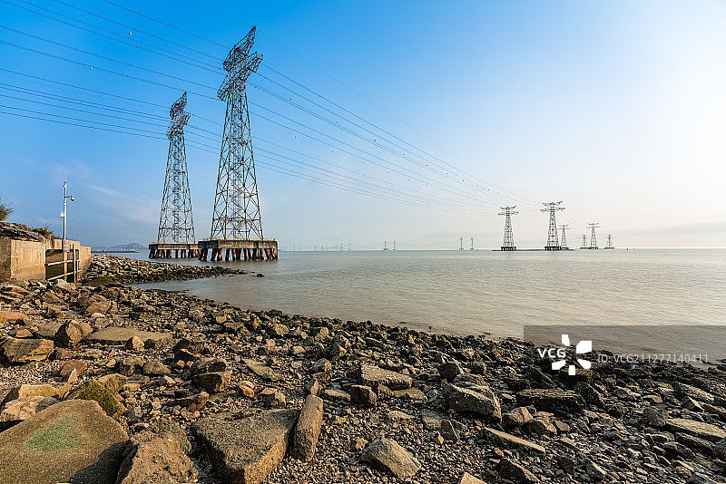 深圳西湾红树林湿地公园输电塔图片素材