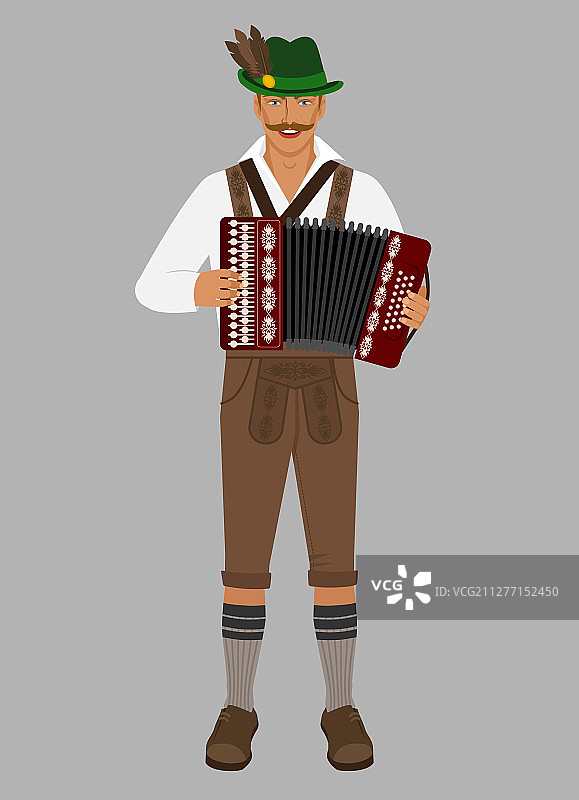 穿着民族服装、拉着手风琴的巴伐利亚男人图片素材