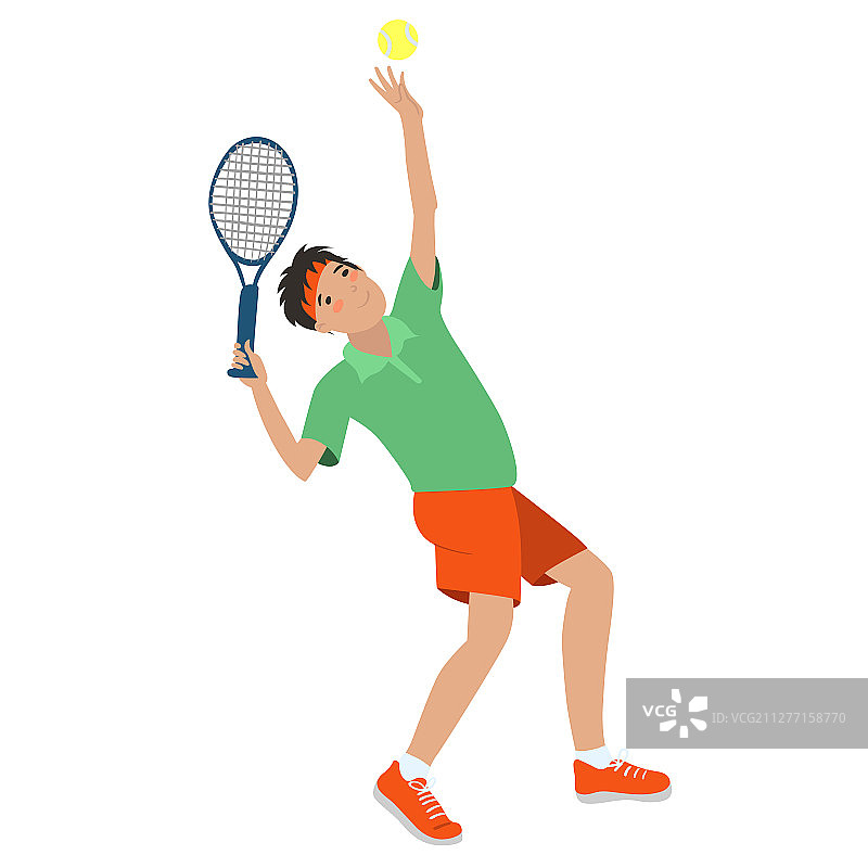 在白色背景下隔离的男人网球运动员图片素材