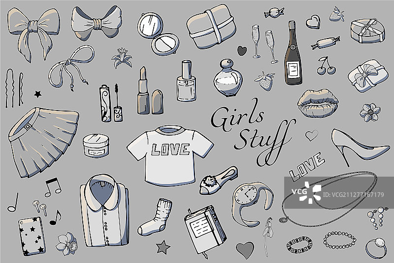 手绘时尚女孩模板合集图片素材