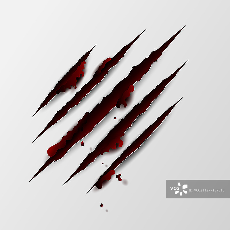 白色背景上的红色血迹爪痕图片素材