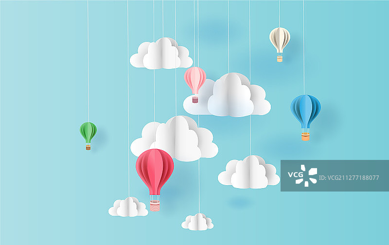 纸艺风格彩色气球图片素材