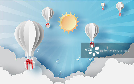 云朵剪纸工艺背景图片素材