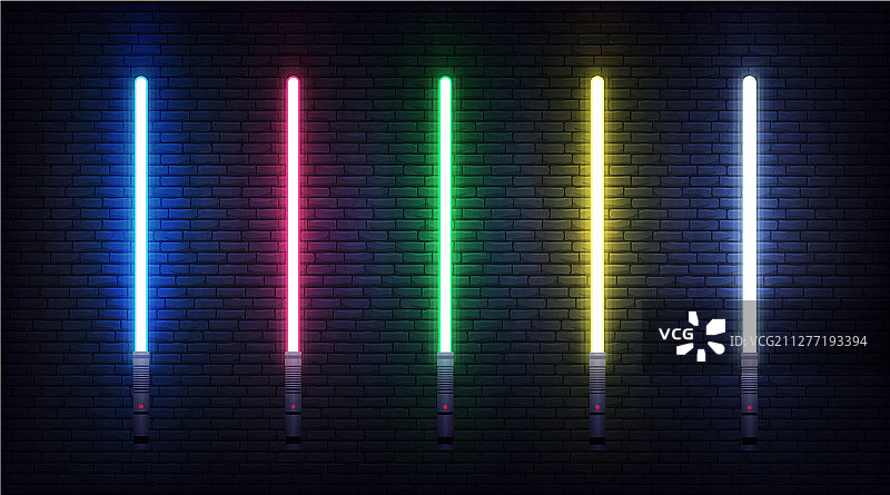 未来主义逼真激光武器光剑套装图片素材