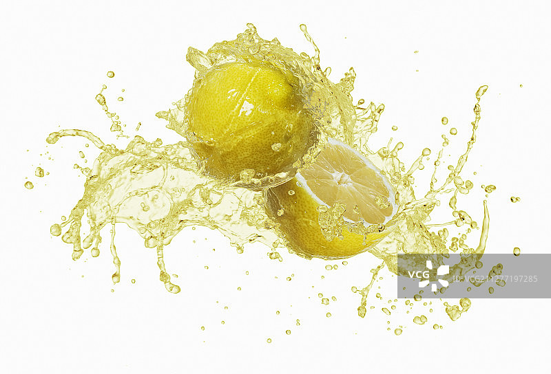 柠檬与果汁飞溅图片素材