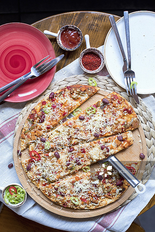 墨西哥豆子披萨图片素材