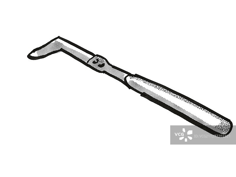 复古卡通风格：园艺工具切边刀图片素材