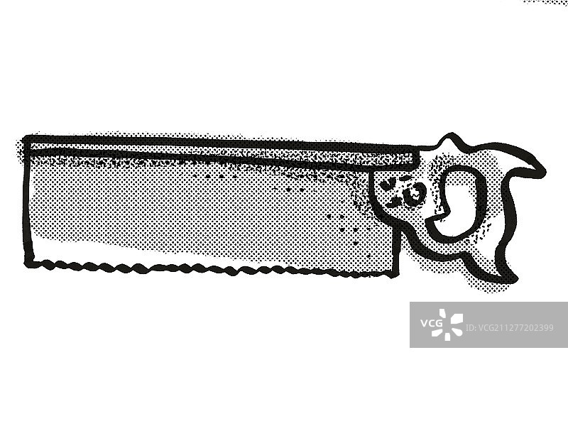 复古卡通风格细木工锯手绘插画图片素材