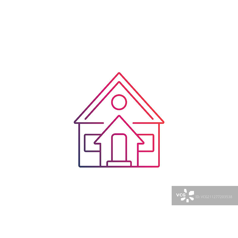 白色背景上的住宅线性图标图片素材