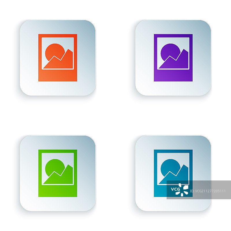 白色背景上隔离的彩色相框图标图片素材