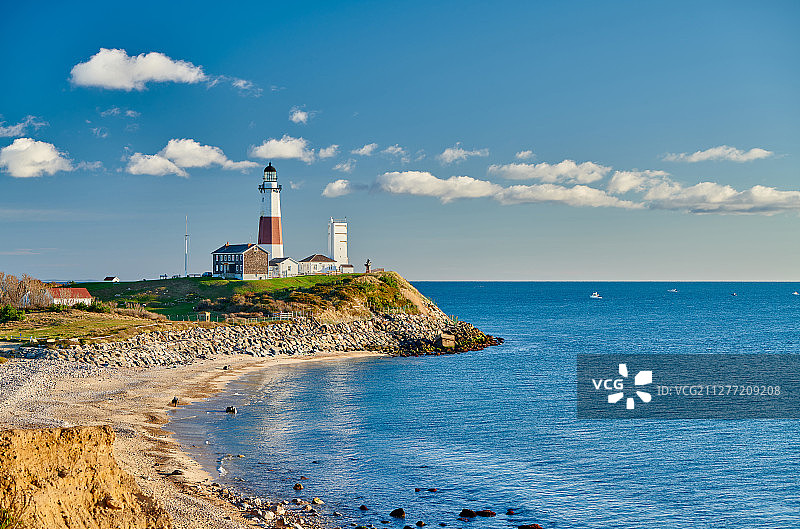美国纽约长岛蒙塔克灯塔和海滩图片素材