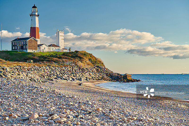 美国纽约长岛蒙塔克灯塔和海滩图片素材