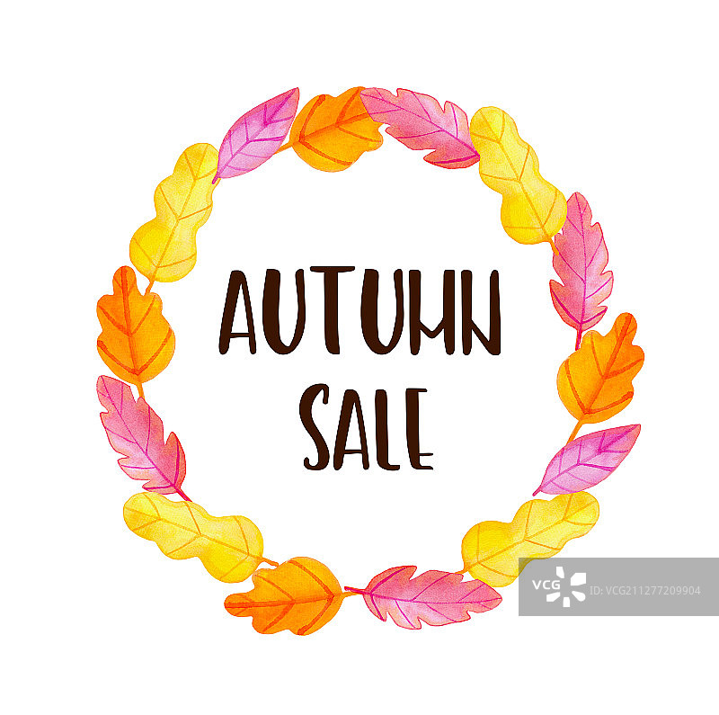 水彩秋季花卉边框，亮色橡树叶图片素材