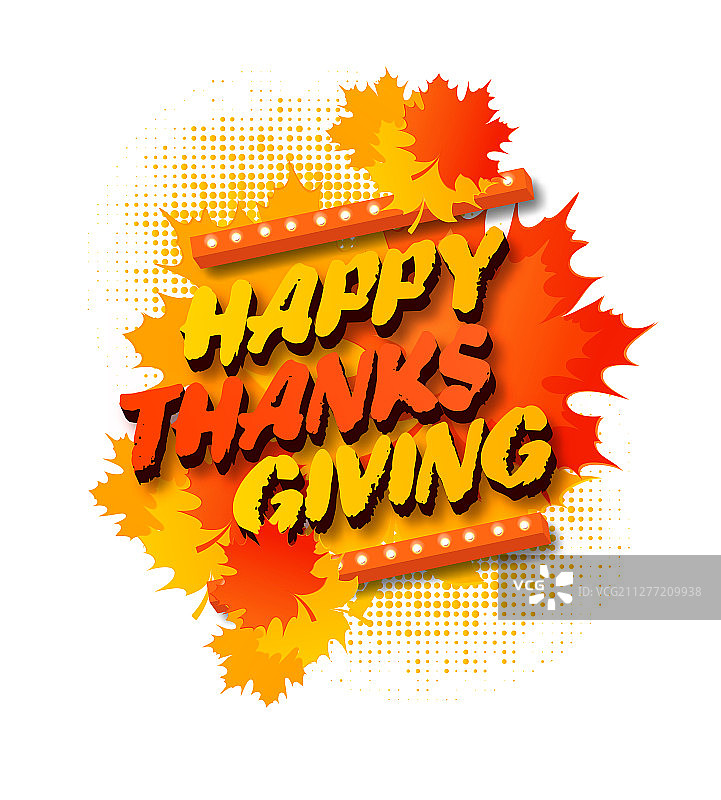 带有祝贺语、南瓜和枫叶的感恩节贺卡矢量素材图片素材