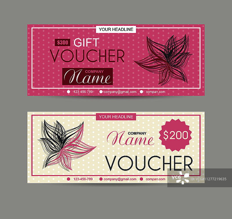 花卉设计优惠券模板图片素材