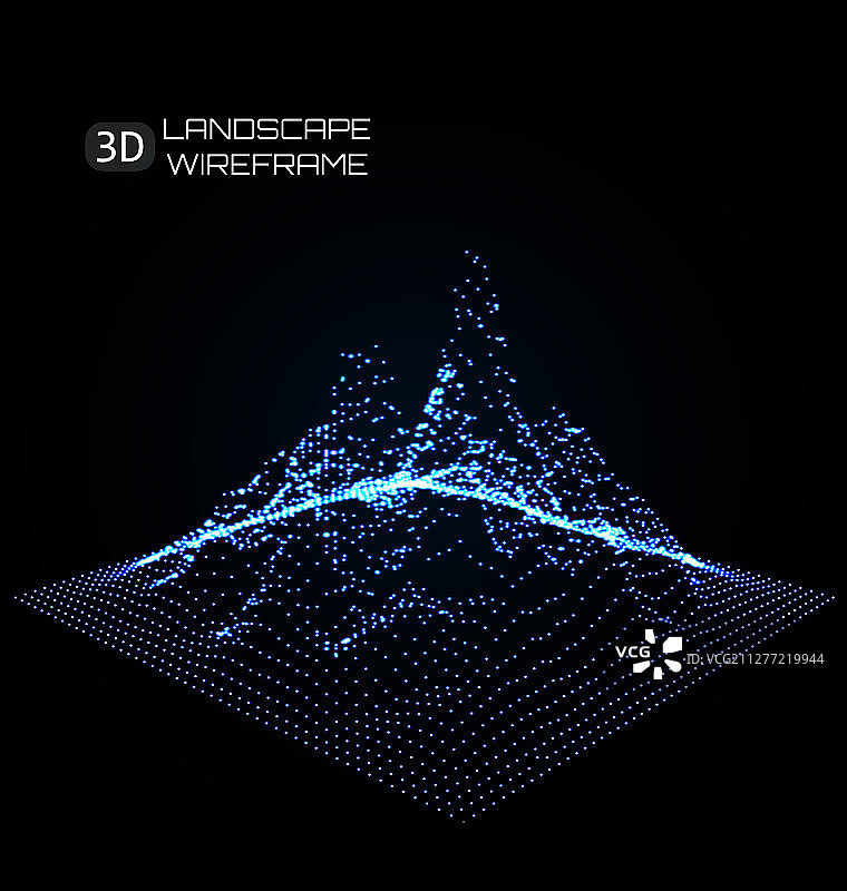 线框景观图案。大数据。几何透视纹理 - 插图矢量。线框景观图案。大数据。几何透视纹理图片素材