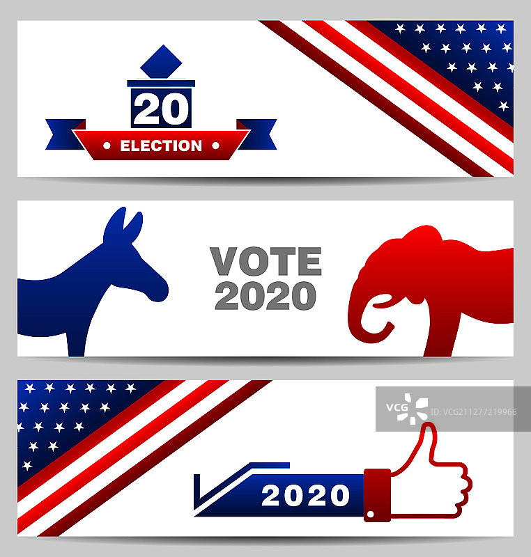 2020年美国总统选举投票广告卡矢量图图片素材
