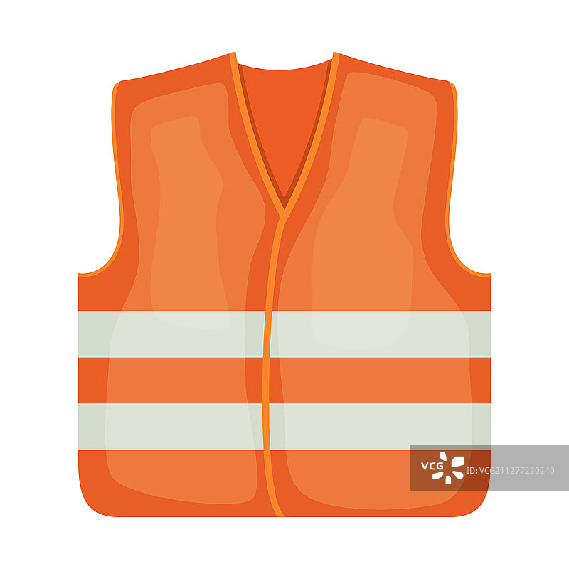 建筑工人橙色安全背心矢量图：白色背景卡通风格图片素材