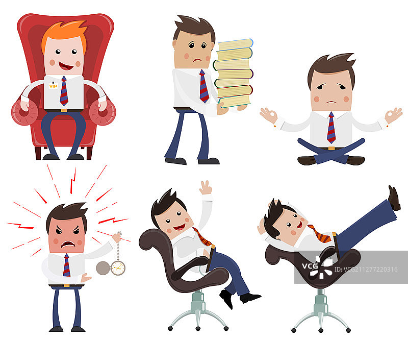 不同情绪的卡通商人矢量素材图片素材