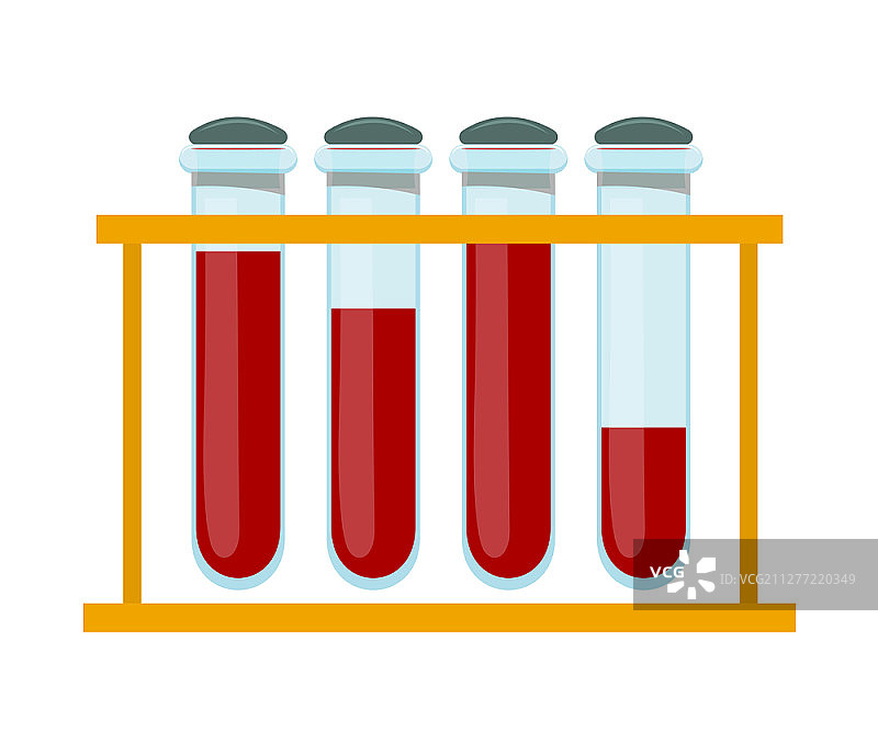一组装有血液的玻璃试管矢量插画：血液检测图片素材