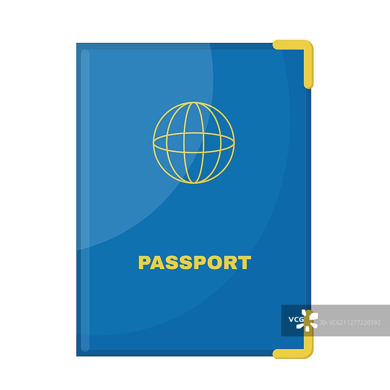 蓝色封面护照矢量插画：卡通风格图片素材