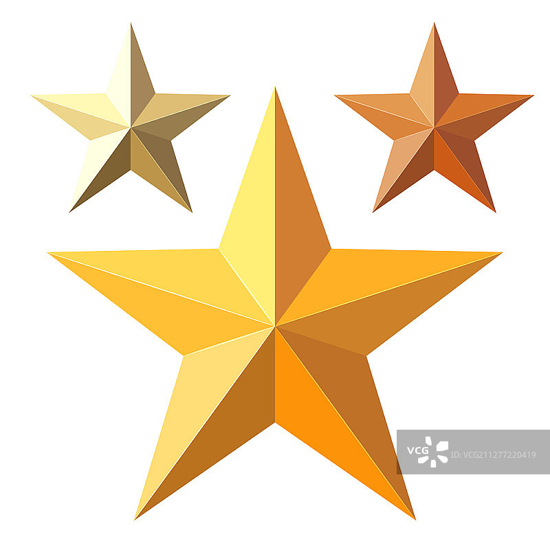 一组金色星星矢量图图片素材