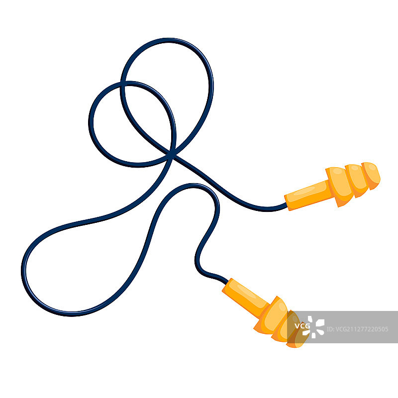 白色背景上的黄色耳塞矢量图图片素材