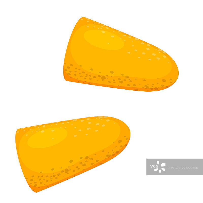 白色背景上的黄色耳塞矢量插画：卡通风格耳塞图片素材