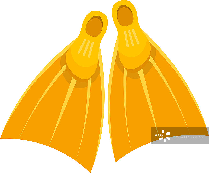 白色背景上的黄色橡胶脚蹼矢量图。卡通潜水脚蹼。夏季爱好和娱乐素材图片素材