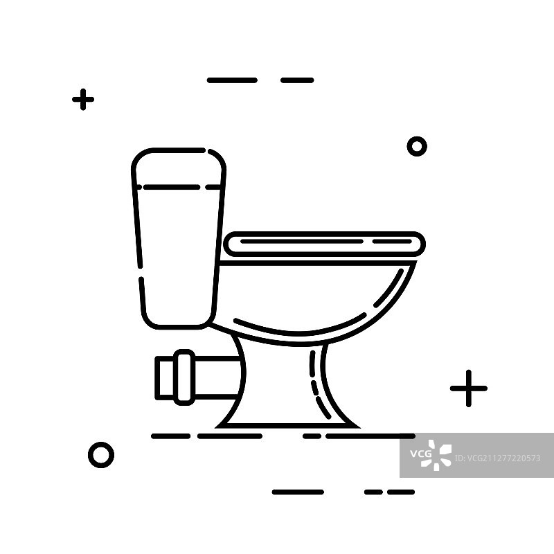 白色背景上的抽象黑色马桶图标，卫生和清洁的象征，矢量图图片素材