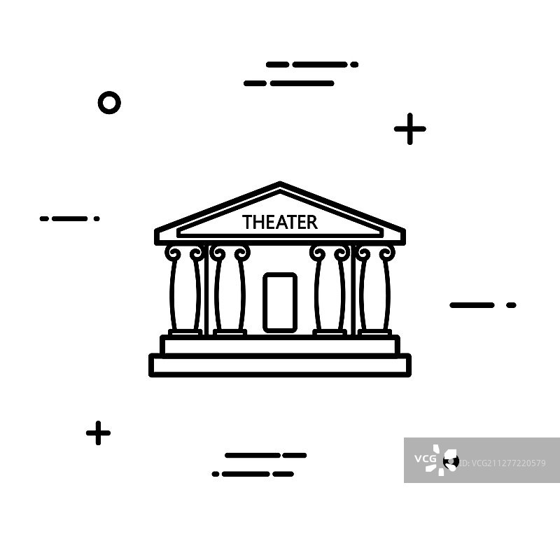 白色背景上的黑色线性剧院图标矢量素材图片素材
