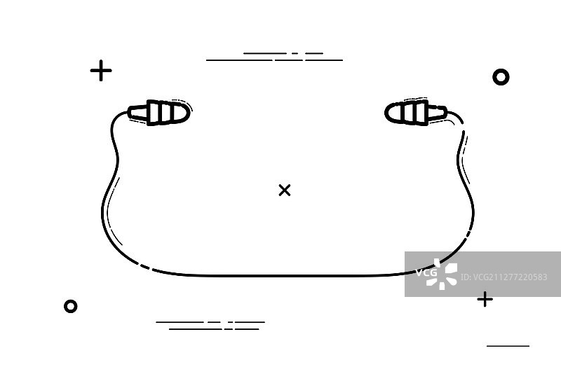 白色背景上的黑色简约矢量耳塞图标。矢量素材图片素材