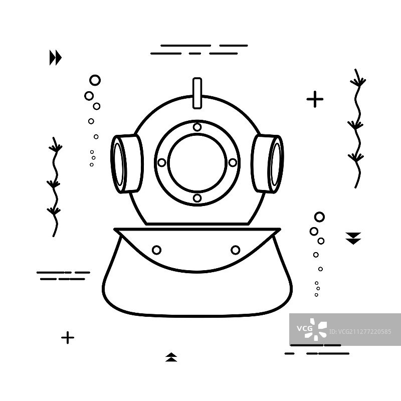 白色背景上的黑色潜水头盔图标矢量素材图片素材