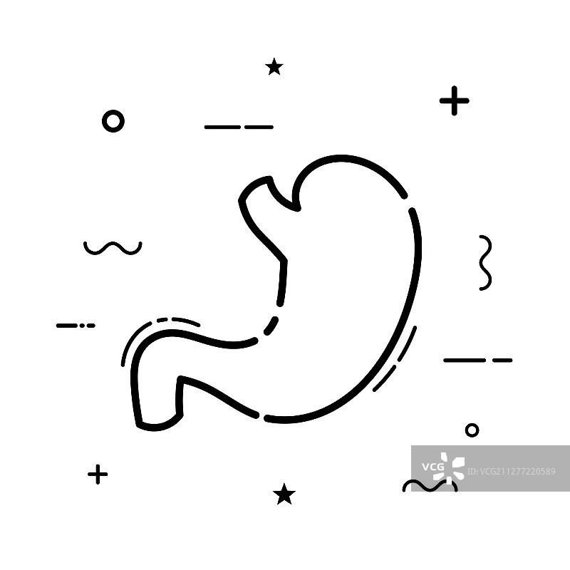 白色背景上的黑色抽象胃部图标矢量图图片素材
