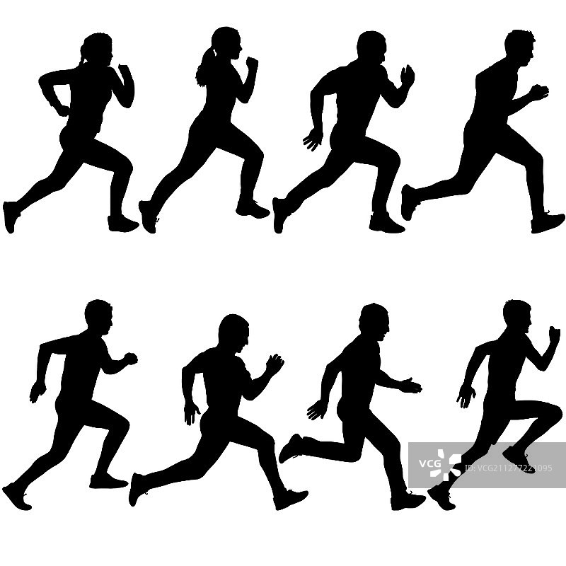 短跑运动员剪影合集图片素材