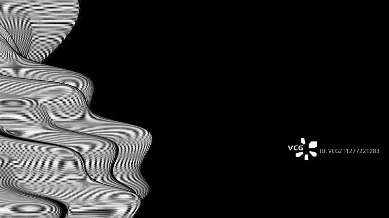 3D条纹波浪矢量图，具有复制空间的抽象曲线构图图片素材