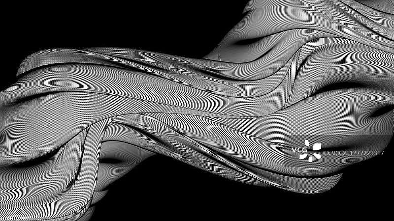 3D条纹波浪矢量图，具有复制空间的抽象曲线构图图片素材