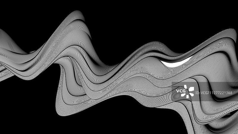 3D条纹波浪矢量图，具有复制空间的抽象曲线构图图片素材
