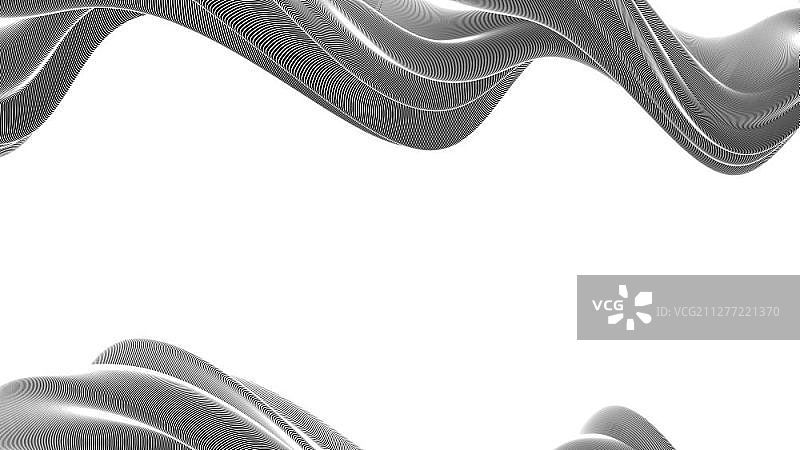 3D条纹波浪矢量图，具有复制空间的抽象曲线构图图片素材