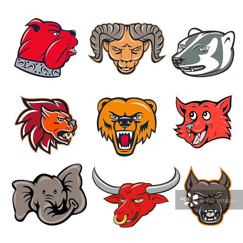 卡通动物头像吉祥物合集图片素材