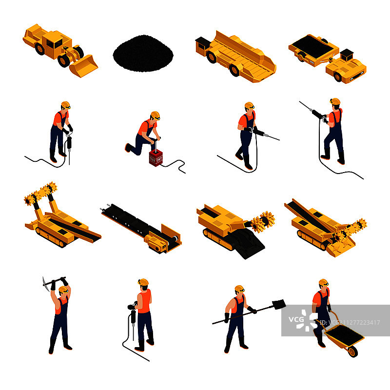 2.5D煤炭生产矿工图标素材图片素材