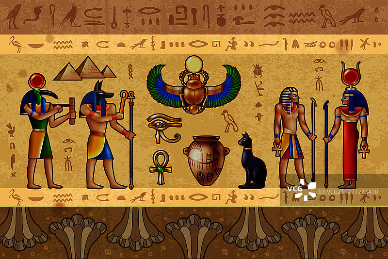 埃及古代神祇矢量插画图片素材
