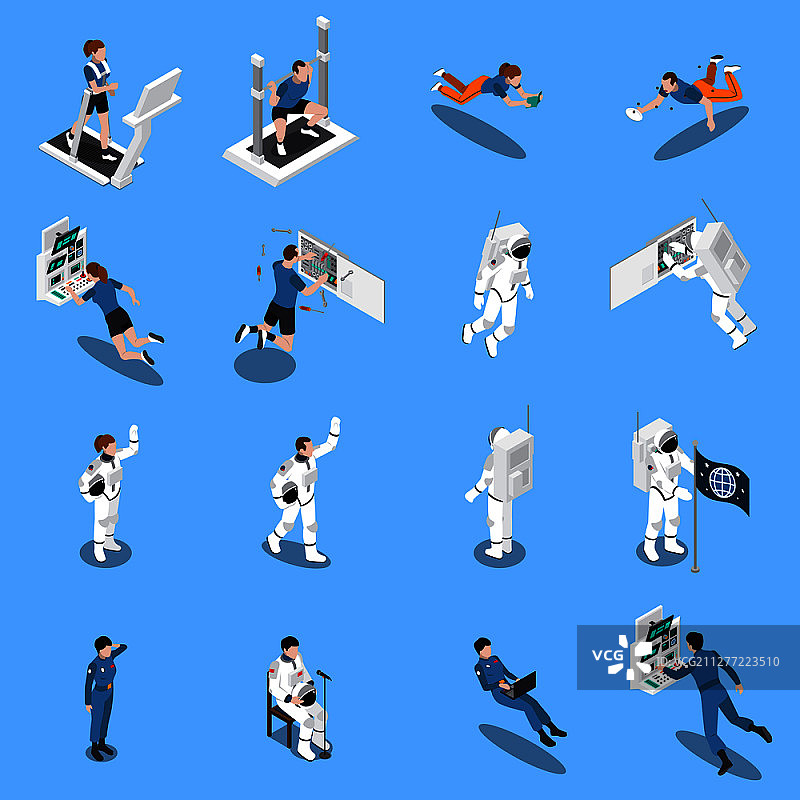 宇航员等距图标集图片素材