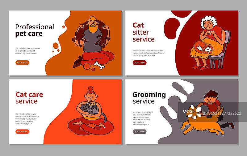 人与宠物概念图标集，包含护理和梳理符号的扁平隔离矢量图。人与宠物概念图标集图片素材